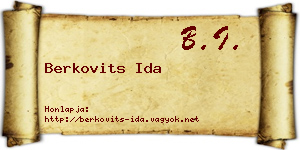 Berkovits Ida névjegykártya